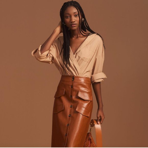 ANTHROPOLOGIE X MARE MARE LEATHER SKIRT SZ 1X - Picture 1 of 5